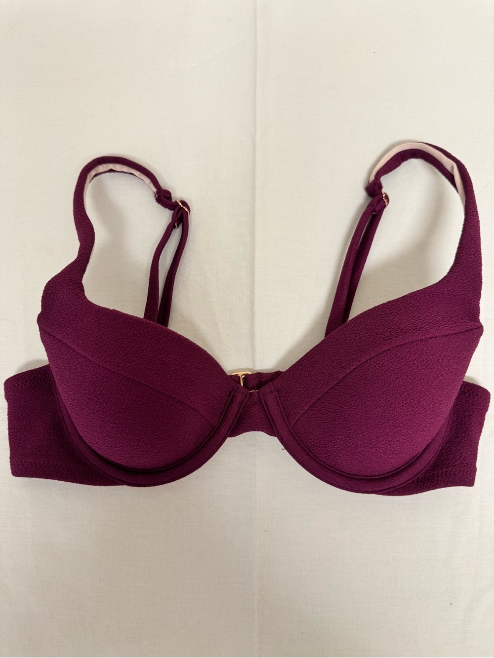 Shade & Shore Plum Textured Padded Bikini Top